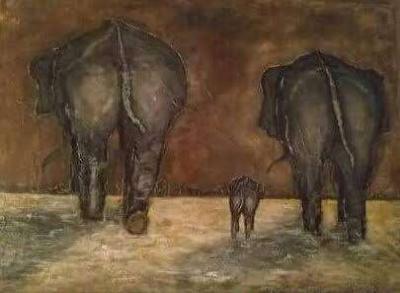 Tableau "La famille des éléphants"