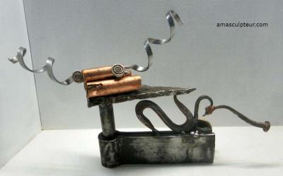 Le Bouc, sculpture métal par Ama