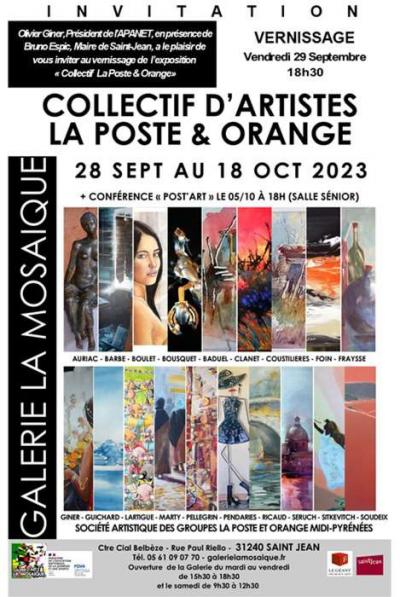 Exposition Collectif La Poste & Orange à la galerie la Mosaïque (31240 St-Jean)